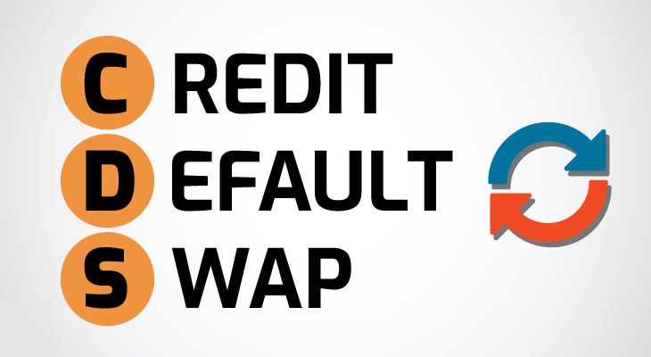 Grafik zeigt &quot;Credit Default Swap&quot; mit den Initialen &quot;CDS&quot; in orange Kreisen. Rechts ein blau-rotes Pfeilsymbol, das in entgegengesetzte Richtungen zeigt. Thema: Finanzinstrumente, Risikomanagement.
